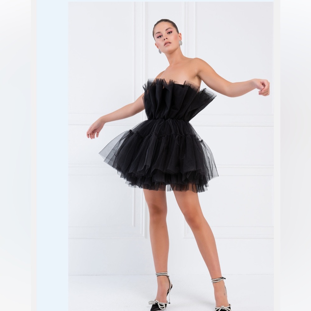 Brand new never worn black tulle cocktail dress